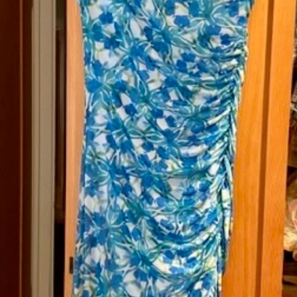 By Anthropologie The Maya Bue Floral Mesh Midi Maxi Dress Size Medium
